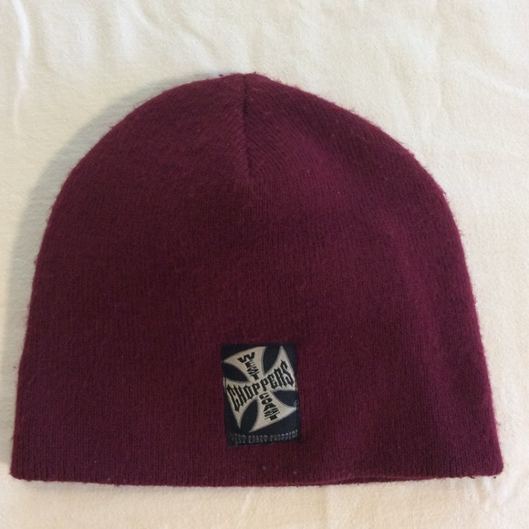 West Coast Choppers Other - Vintage 2000s Y2K West Coast Choppers Cross RARE Burgundy Red Beanie Made in USA